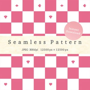 Nahtloses Muster, handgeschriebenes Block-Scheck- und Spielkartenmotiv, sofortiger Download, Bastelmaterialien, JPG, Renovierung, Papier erstellen, rosa
