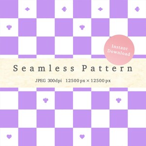 Nahtloses Muster, handgeschriebenes Block-Scheck- und Spielkartenmotiv, sofortiger Download, Bastelmaterialien, JPG, Renovierung, Papier erstellen, lila