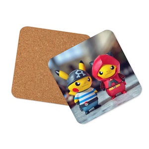 Team Aquachu Magmachu Cork-back coaster