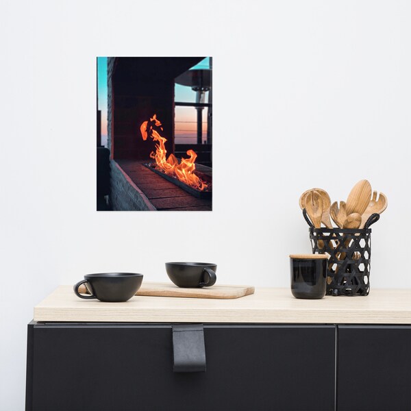 Fireplace Poster Etsy