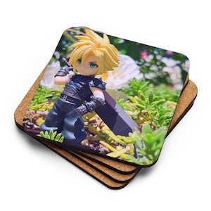 Lindo niño con espada y flores FF Posavasos de corcho