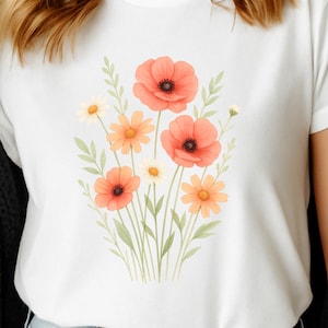 Shirt Poppy Wildflower: T-shirt Botanical Garden - zachte katoenen pasvorm, uniseks