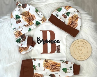 Highland Cow Coming Home Outfit, Personalized