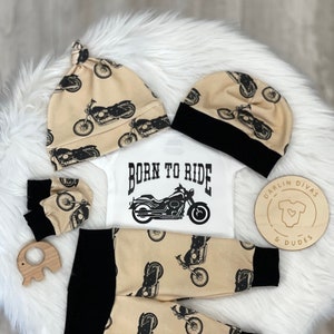 Motorcycle Baby Boy Take Home Outfit, Personalized Baby Boy, Baby Shower Gift