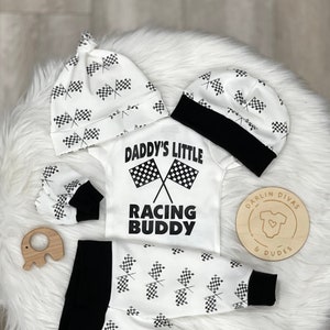 Daddy's Racing Buddy Baby Boy Take Home Outfit, Baby Shower Gift, Boy Baby boy take  home outfit, Car Racing Motorcross Outfit Set