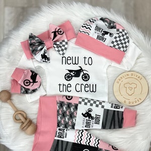 Motocross Baby Girl Outfit, Pink New to the Crew