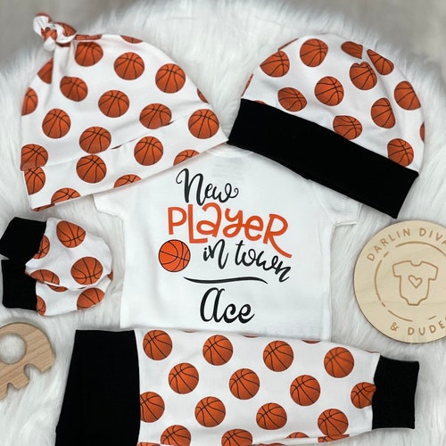 Basketball Baby Boys Coming Home Outfit Personalized Baby Boy Etsy
