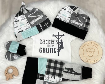 Lineman Baby Outfit: Daddy's Little Grunt Newborn Set