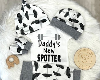 Daddy's Weight Lifting Buddy Infant Outfit, Daddy's New Spotter