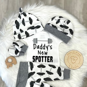 Daddy's Weight Lifting Buddy Infant Outfit, Daddy's New Spotter image 1