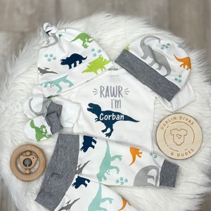Baby Boys Dinosaur Coming Home Outfit, Personalized