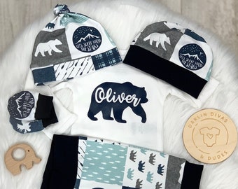 Moose Bear Boys Coming Home Outfit, Adventure Personalized