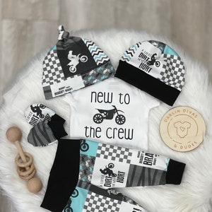 Motocross Baby Boy Take Home Outfit, New to the Crew image 1