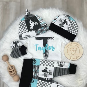 Motocross Baby Boy Take Home Outfit, Personalized