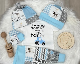 Baby Boy Farm Coming Home Outfit, Going Home to Take Care of Farm