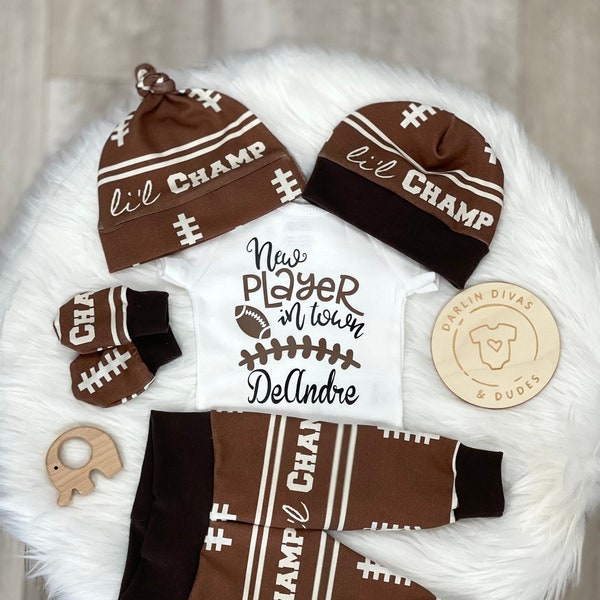 Football Baby Boys Coming Home Outfit, Personalized