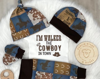 Rodeo Boy Personalized Coming Home Outfit, Cowboy Country Baby Boy Outfit