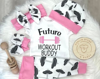 Daddy's Mommy's Future Workout Buddy Infant Coming Home Outfit