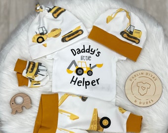 Construction Daddy's Little Helper Infant Outfit, Coming Home Baby Boy Outfit, Take Home Newborn Outfit, Baby Boy Layette, Tool Handyman
