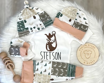 Duck Deer Hunting Personalized Coming Home Outfit, Camo Antler Baby Boy, Infant Newborn Outfit, Baby Boy Layette Set, Baby Shower Gift