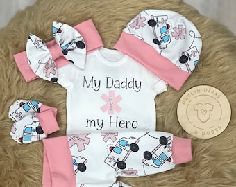 Baby Girl EMT Outfit DADDY is my Hero Ambulance Coming Home Outfit