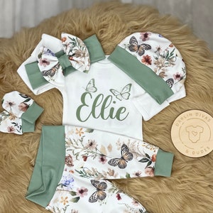 Wildflowers and Butterflies Baby Girl Coming Home Outfit, Personalized