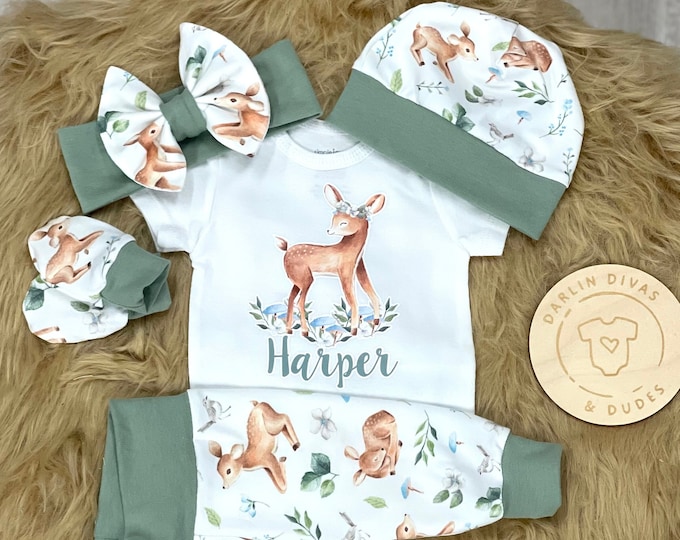 Deer Taupe Knitted Babygrow