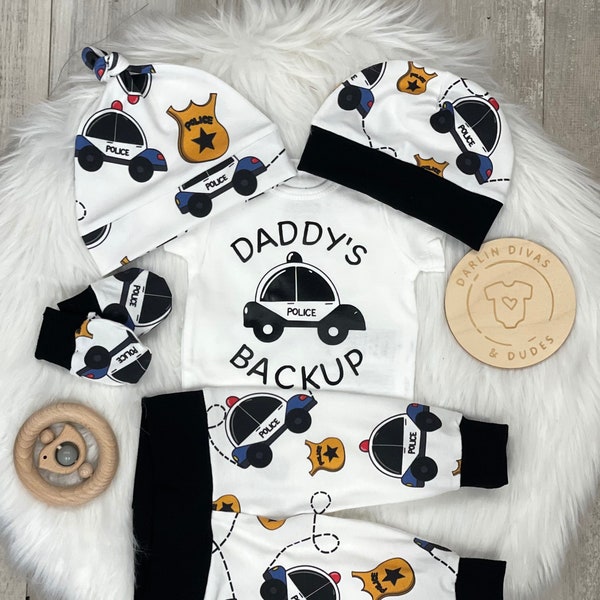 Police Baby Boy Coming Home Outfit, Daddy's Backup