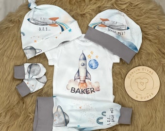 Space Rocket Baby Boy Coming Home Outfit,  Personalized