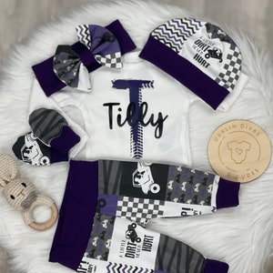 Baby Girl Purple Razor SRS Quad Racing Infant Outfit, Personalized