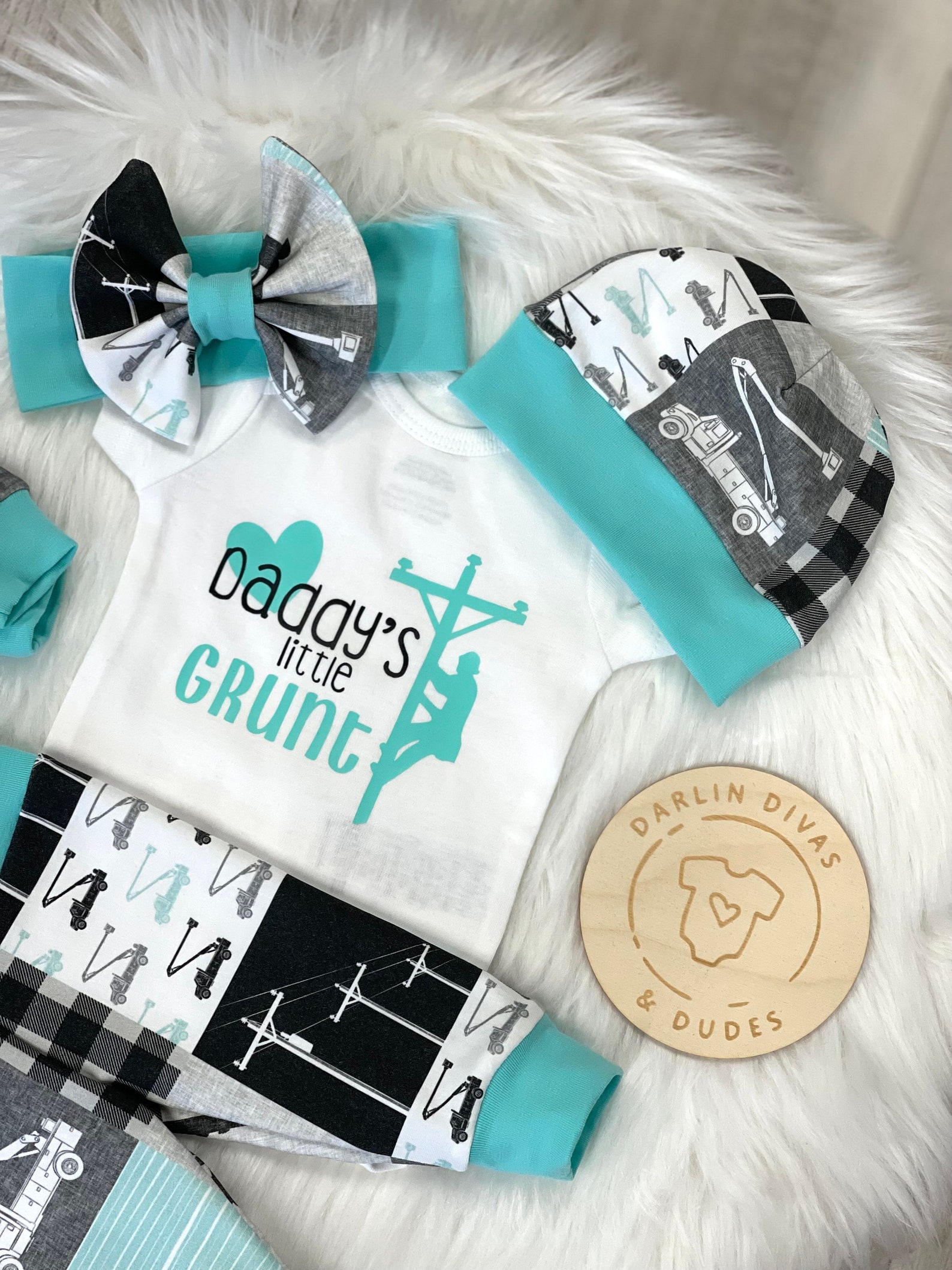 Baby Girl Daddy LINEMAN Coming Home Outfit Daddy's Little Etsy