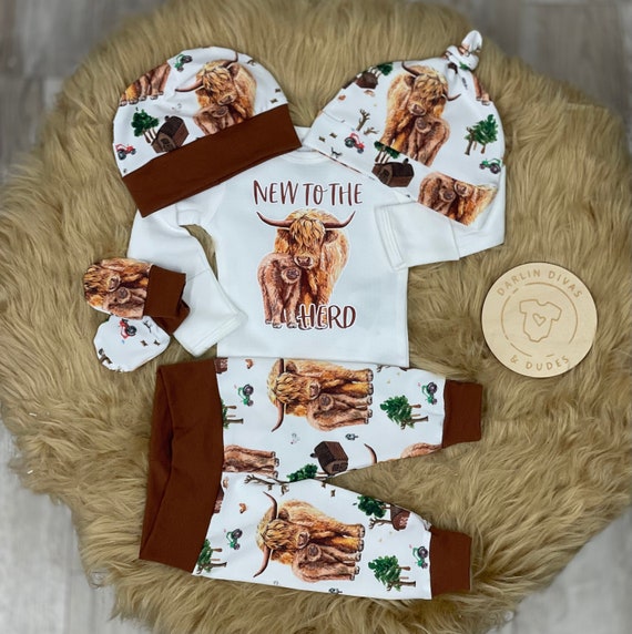 Boy Highland Cow Coming Home Outfit New to the Herd Etsy