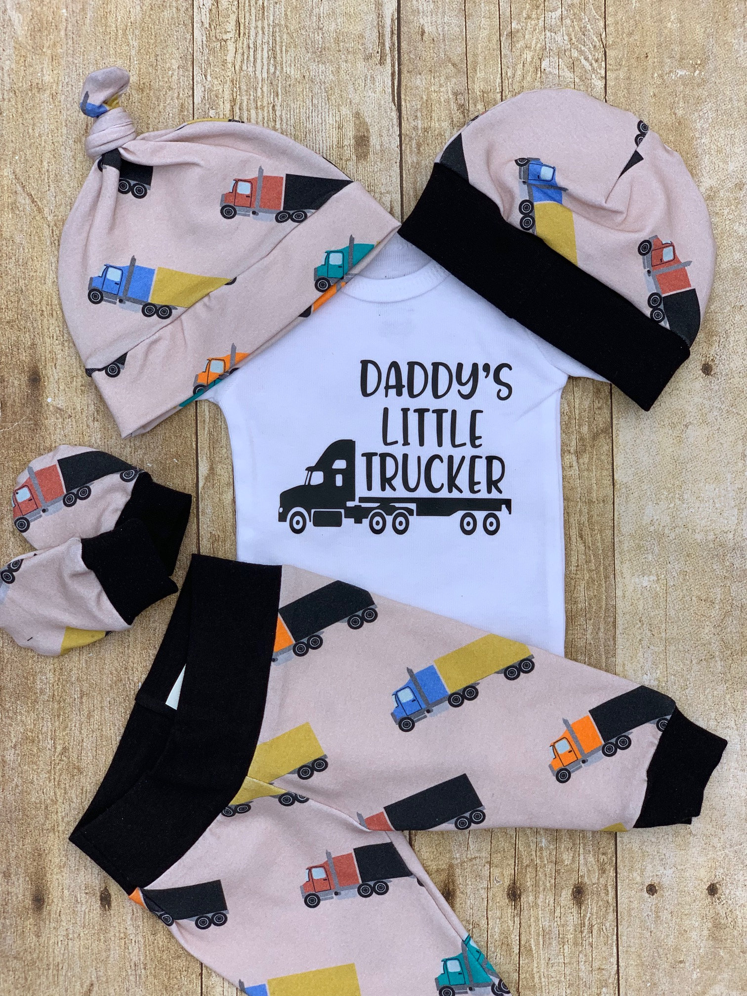 Daddy's Little Trucker Infant Outfit, Coming Home Baby Boy Outfit