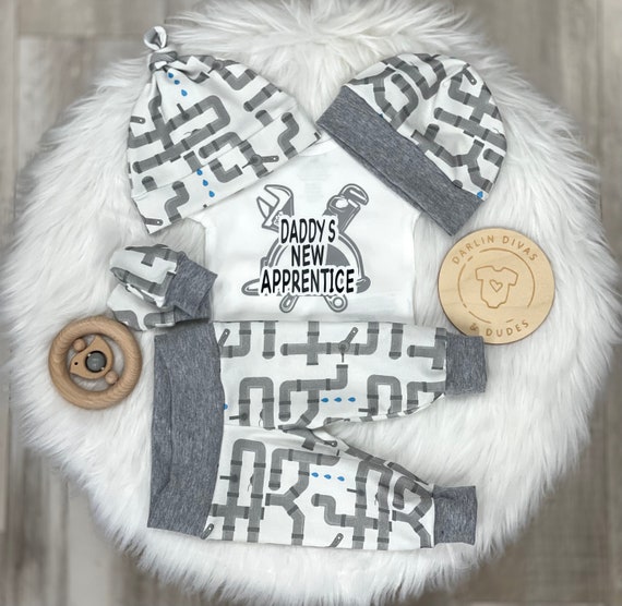 Plumber Baby Outfit: "Daddy's New Apprentice" Newborn Set