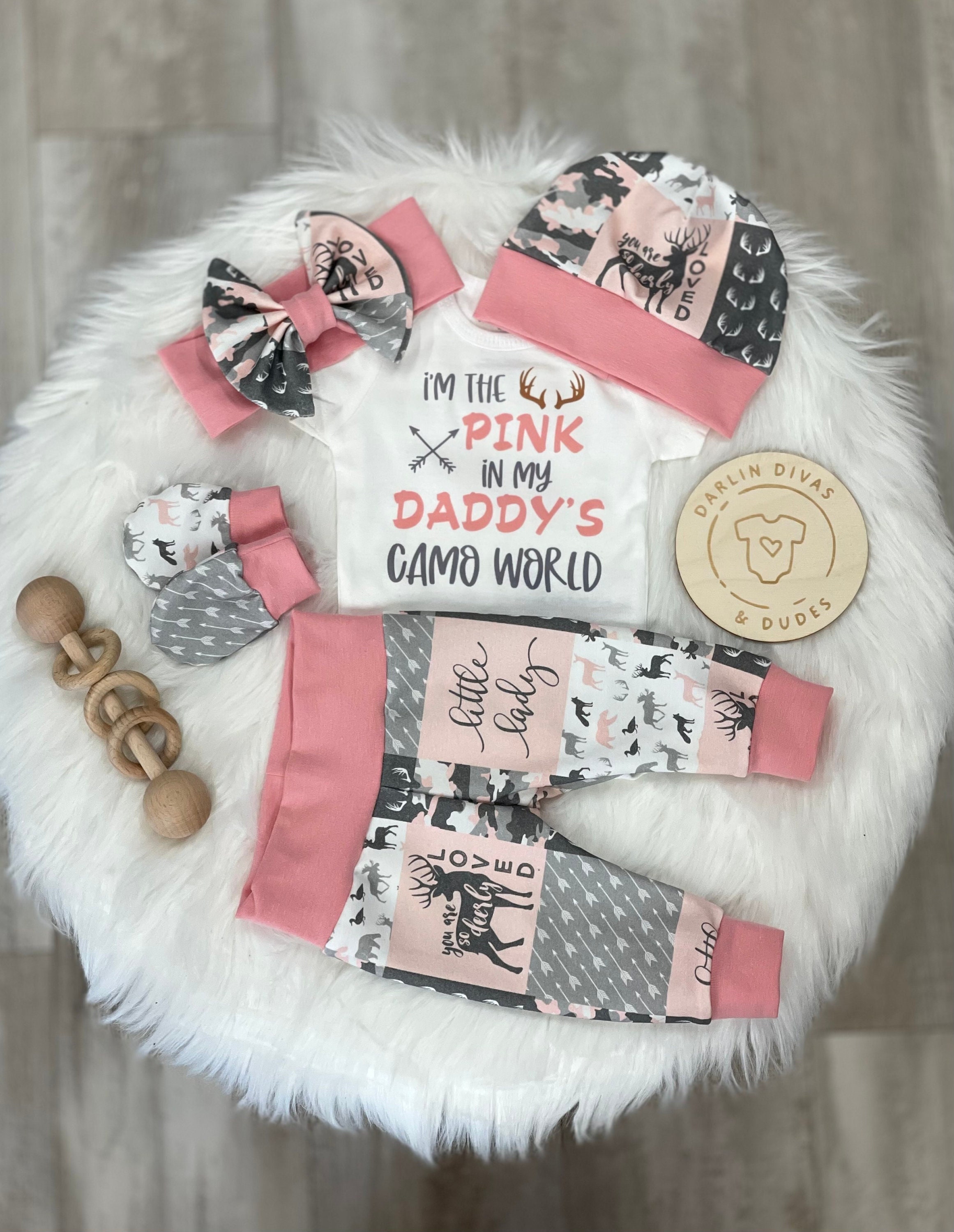 Pink Camo Baby Girl Outfit: Newborn Set, Hunting Theme - Etsy