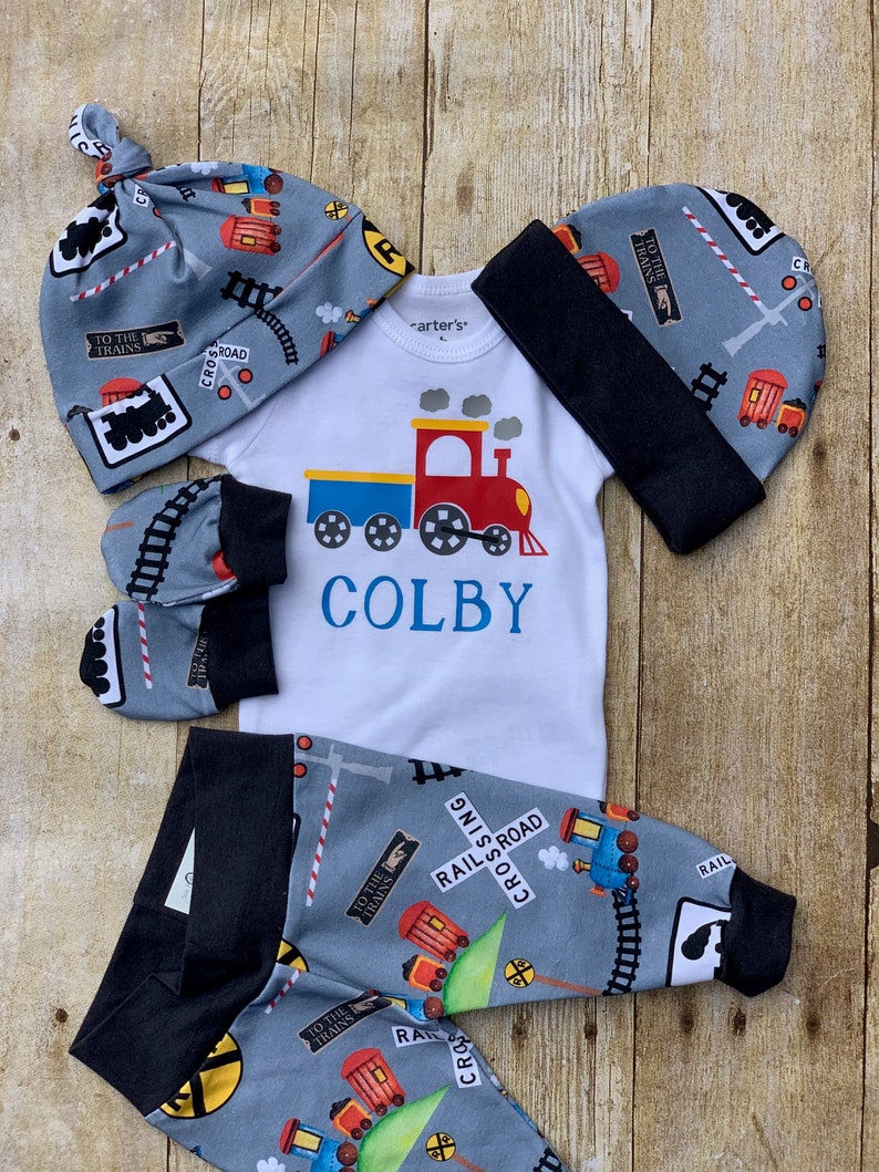 Train Infant Outfit Personalized Coming Home Baby Boy Outfit Etsy