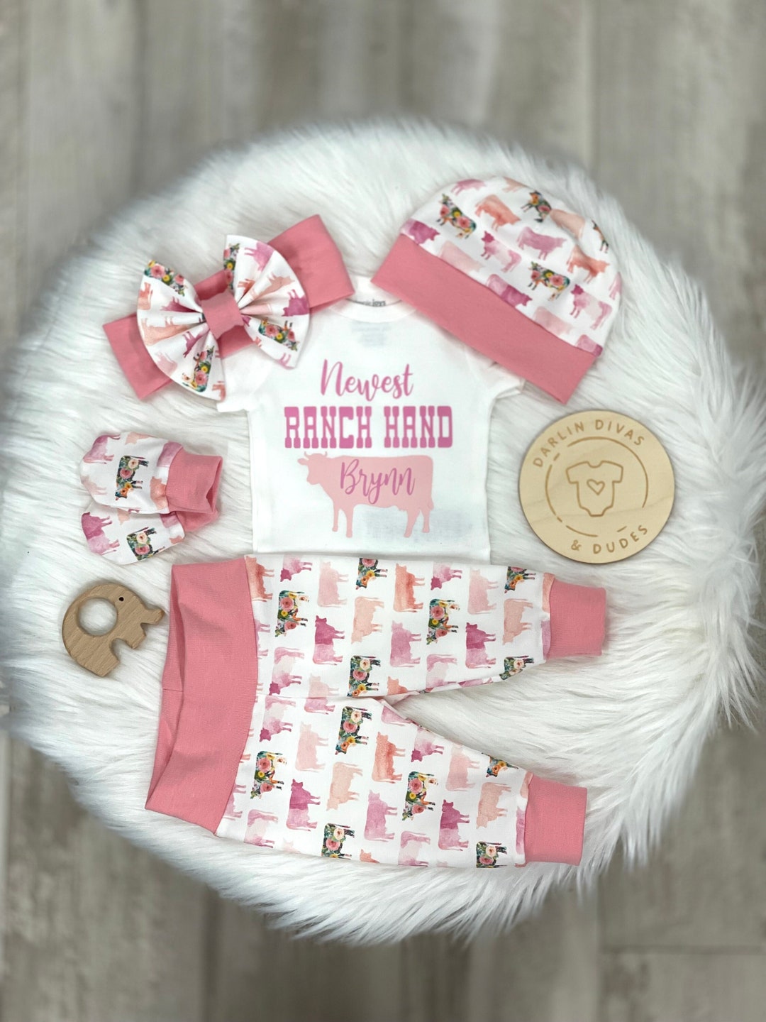 Baby Girls Ranch Coming Home Outfit, Personalized - Etsy