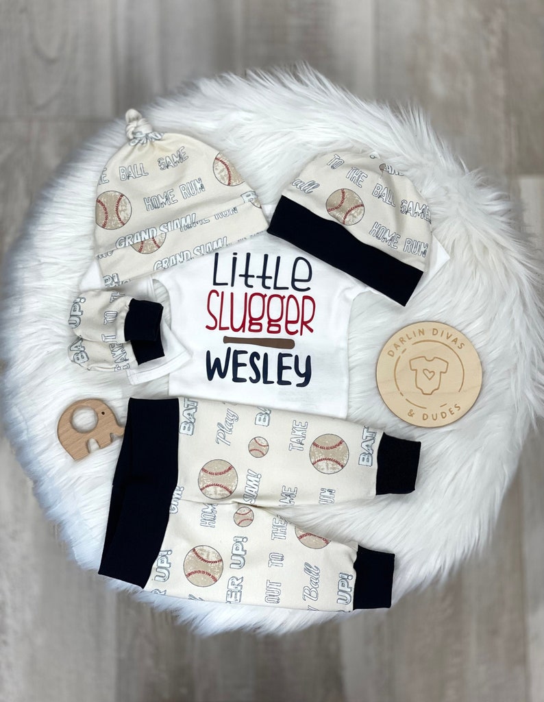 Baseball Boys Coming Home Outfit Little Slugger Personalized Etsy
