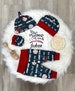 Baby Boy Coming Home Outfit, Baseball Personalized Baby Boy Outfit, Navy Red Take Home Newborn Outfit, Retro Baby Boy Layette and Hat Set 