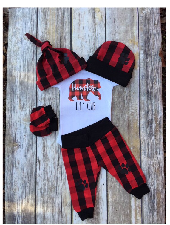 Buffalo Plaid Bear Boys Coming Home 