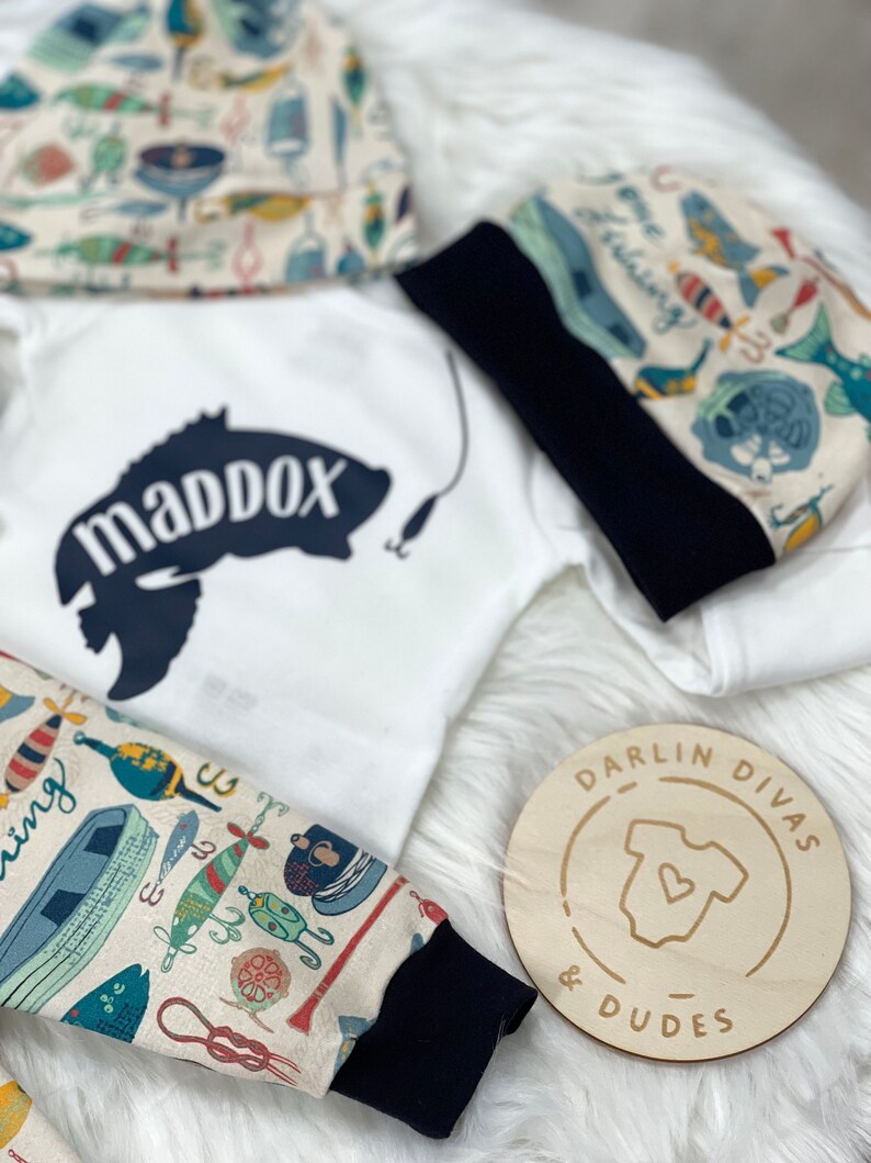 Fishing Boys Coming Home Outfit Personalized Baby Boy Outfit Etsy