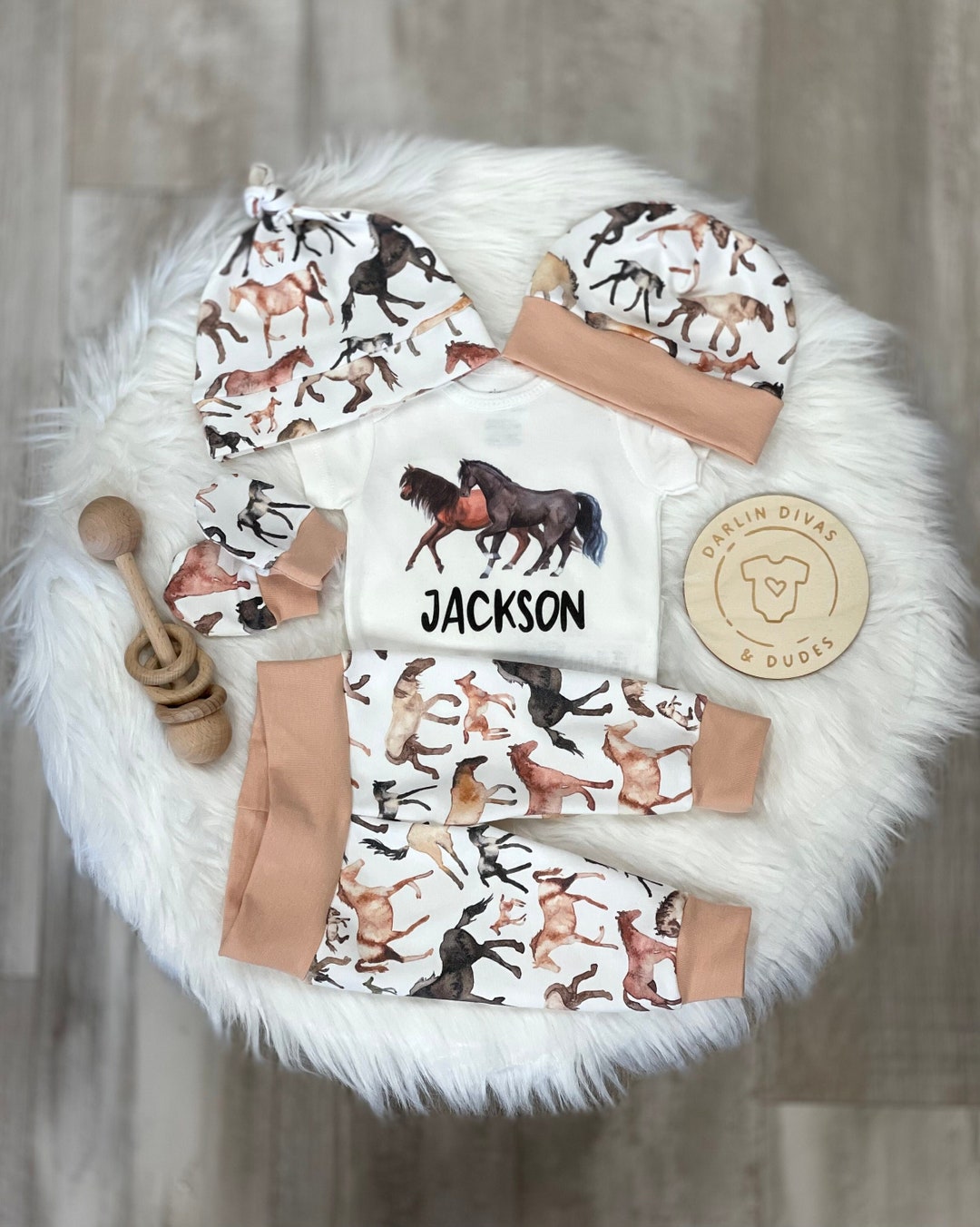Tan Horse Baby Set main image 0