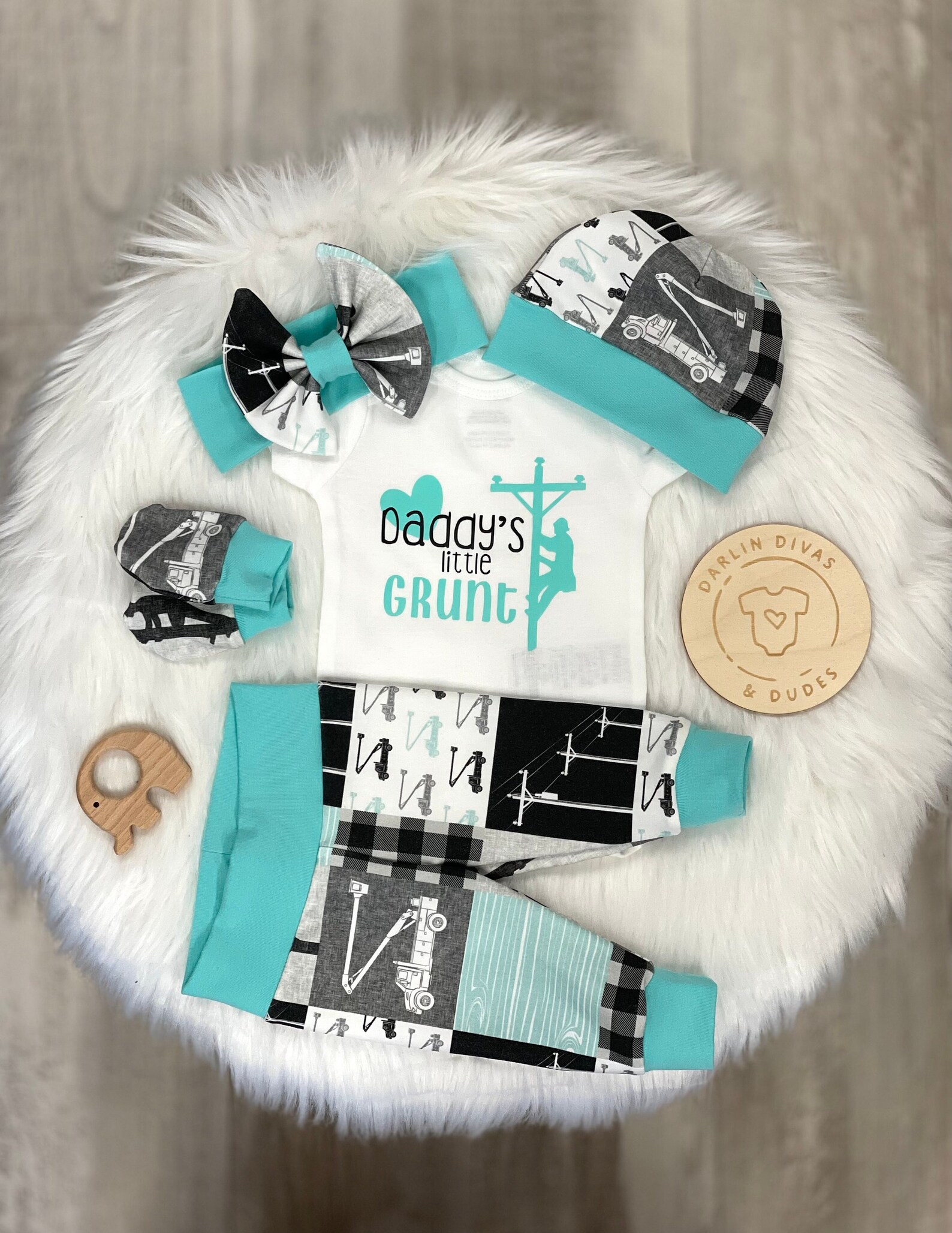 Baby Girl Daddy LINEMAN Coming Home Outfit Daddy's Little Etsy