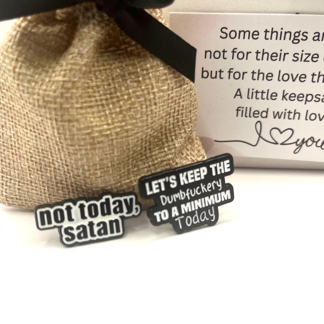 FREE UK SHIPPING Funny Work Enamel Pin Set, Not Today Satan & Minimum ...