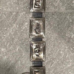 Vintage Native American Tillie Jon Navajo Sterling Silver Berättarbälte