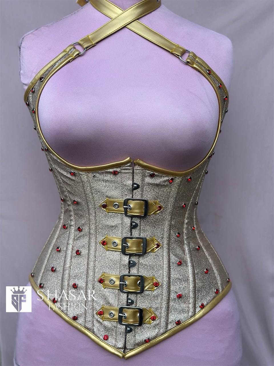 Gold Rhinestone Lace-Up Corset Waist Belt with White Tie XUYUH Gold Corset Belt Big Gold Belt for Women Elastic Belt  main image 4