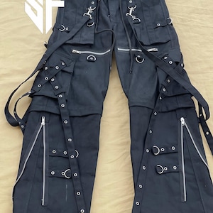 Handcrafted Unisex Fashion Gothic Pant/Goth Jeans Punk Cyber Chain Rock Black Cotton Trouser/ Stylish Trouser Fashion Wear Trouser