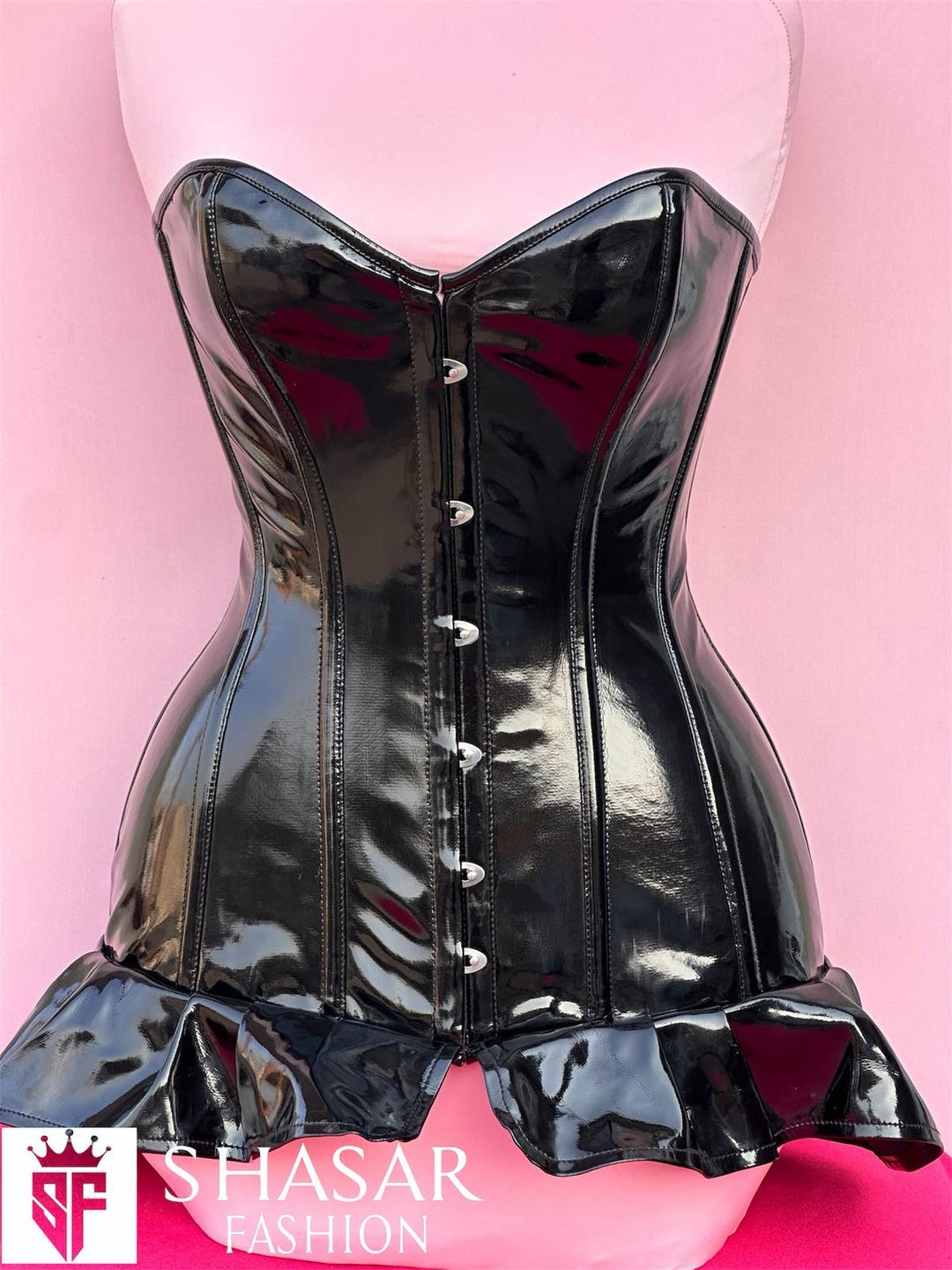 Pvc Ruffle Lace Black PVC Ruffle Corset Top - Gothic Vinyl Bustier - Etsy