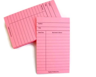 Pink Library Cards set of 20