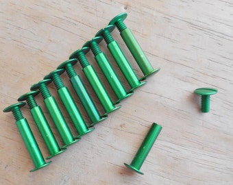 7/8 inch GREEN Scrapbook Screw Posts set of 10 aluminum posts